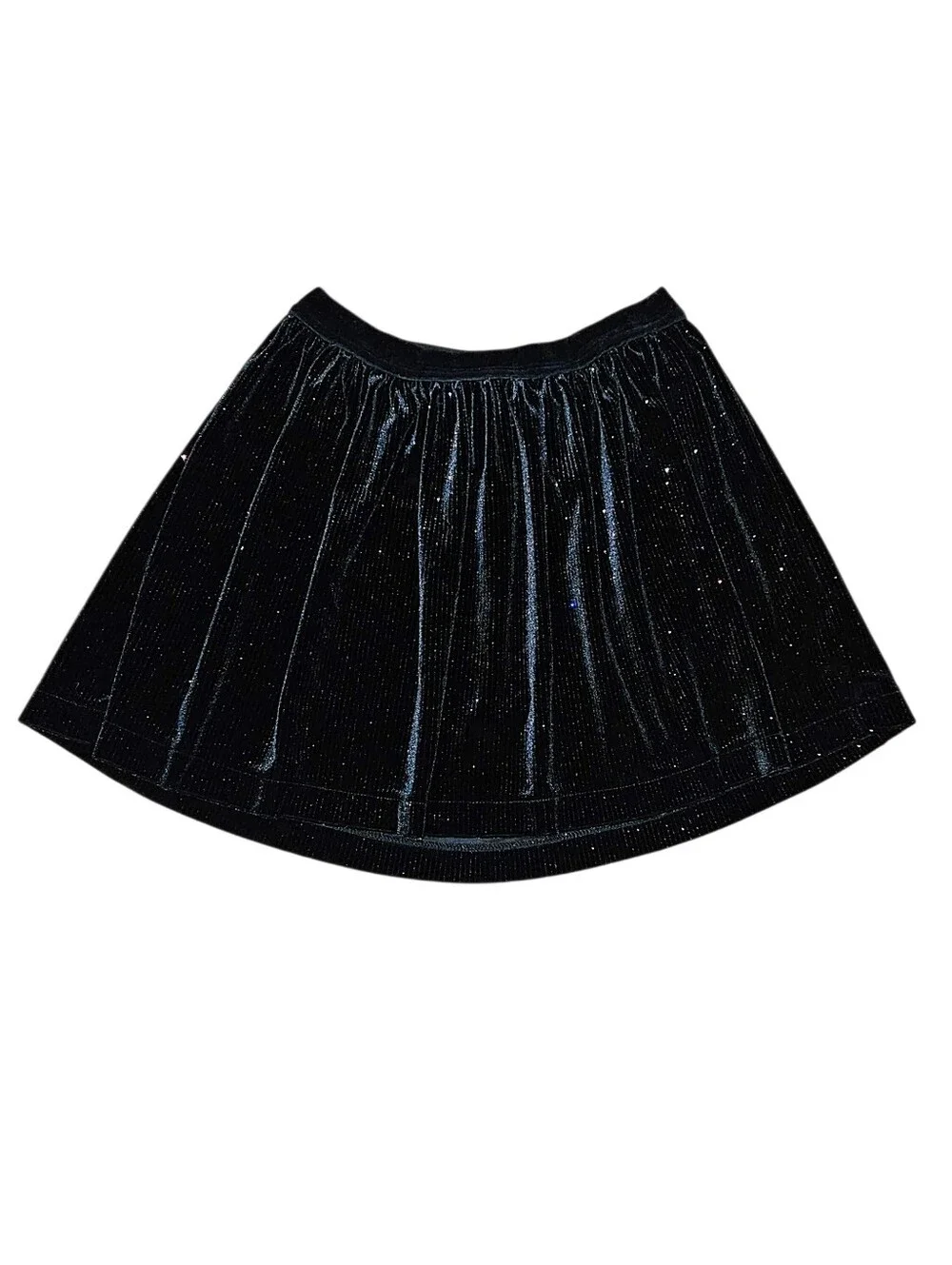 Cat & Jack Girls Black Velvet Striped Rainbow Sparkle Pull On Twirl Skirt 6/6X